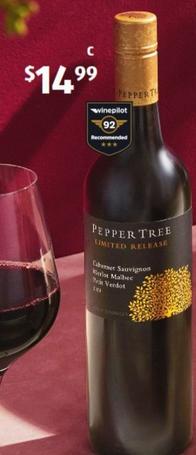 Pepper Tree - Limited Release Cabernet Sauvignon Merlot Malbec Petit Verdot 2020 750ml offers at $14.99 in ALDI