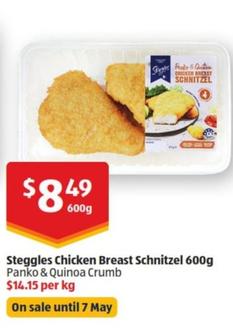 Steggles - Chicken Breast Schnitzel 600g offers at $8.49 in ALDI