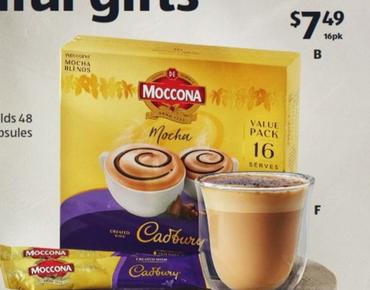 Moccona - Cadbury Mocha Coffee Sachets 16pk offers at $7.49 in ALDI