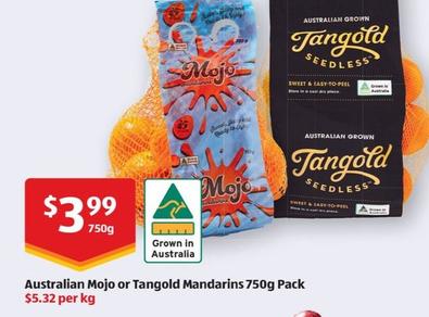 Australian Mojo or Tangold Mandarins 750g Pack offers at $3.99 in ALDI