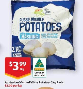 Australian Washed White Potatoes 2kg Pack offers at $3.99 in ALDI