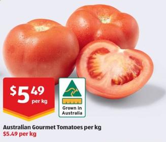 Australian Gourmet Tomatoes per kg offers at $5.49 in ALDI