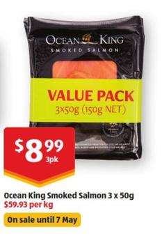 Ocean King - Smoked Salmon 3 X 50g offers at $8.99 in ALDI