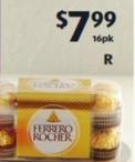 Ferrero - Rocher 16pk/200g offers at $7.99 in ALDI