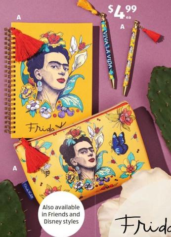 Frida Kahlo - Or Licensed Stationery offers at $4.99 in ALDI