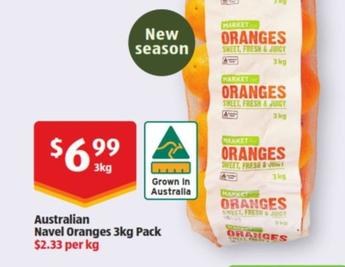 Australian Navel Oranges 3kg Pack offers at $6.99 in ALDI