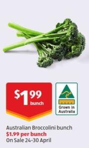 Australian Broccolini bunch offers at $1.99 in ALDI