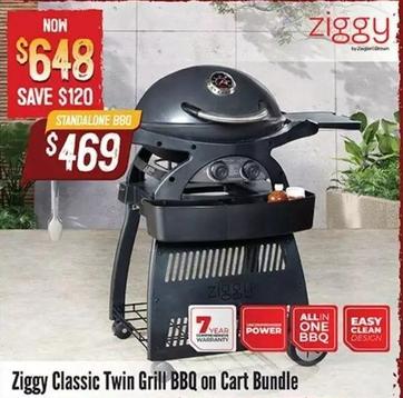 Ziggy Classic Twin Grill Bbq On Cart Bundle offers at $648 in Barbeques Galore
