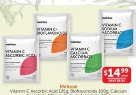 Melrose - Vitamin C Ascorbic Acid 125g, Bioflavonoids 100g offers at $14.99 in WHOLEHEALTH