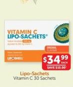 Lipo-sachets - Vitamin C 30 Sachets offers at $34.99 in WHOLEHEALTH