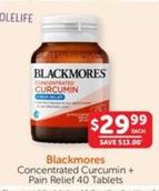 Blackmores - Concentrated Curcumin + Pain Relief 40 Tablets offers at $29.99 in WHOLEHEALTH