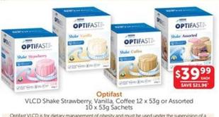 Optifast - Vlcd Shake Strawberry, Vanilla, Coffee 12 X 53g Or Assorted 10 X 53g Sachets offers at $39.99 in WHOLEHEALTH