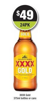 Xxxx - Gold 375ml Bottles Or Cans offers at $49 in Bottler