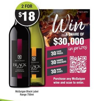 Mcguigan - Black Label Range 750ml offers at $18 in Bottler