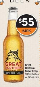 Great Northern - Super Crisp 330ml Bottles Or 375ml Cans offers at $55 in Super Cellars