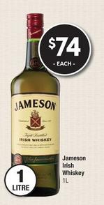 Jameson - Irish Whiskey 1l offers at $74 in Super Cellars