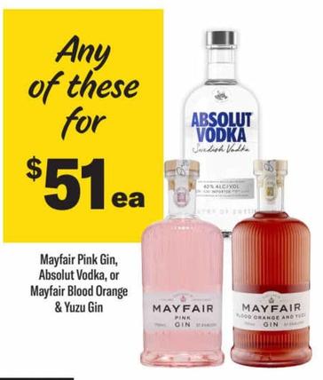 Gin offers at $51 in Liquorland