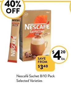 Nescafe - Sachet 8/10 Pack Selected Varieties offers at $4.2 in Foodworks