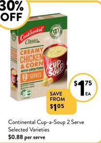 Continental - Cup-a-soup 2 Serve Selected Varieties offers at $1.75 in Foodworks