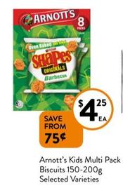 Arnott's - Kids Multi Pack Biscuits 150-200g Selected Varieties offers at $4.25 in Foodworks
