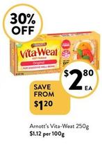 Arnott's - Vita-Weat 250g offers at $2.8 in Foodworks