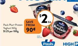 Pauls - Plus+ Protein Yoghurt 160g offers at $2 in Foodworks