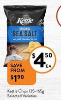 Kettle - Chips 135-165g Selected Varieties offers at $4.5 in Foodworks