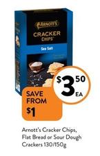 Arnott's - Cracker Chips, Flat Bread Or Sour Dough Crackers 130/150g offers at $3.5 in Foodworks