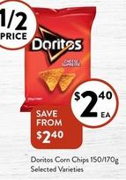 Doritos - Corn Chips 150/170g Selected Varieties offers at $2.4 in Foodworks