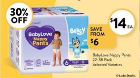 Babylove - Nappy Pants 22-38 Pack Selected Varieties offers at $14 in Foodworks