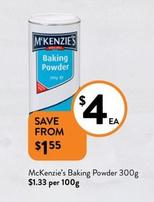 Mckenzie’s - Baking Powder 300g offers at $4 in Foodworks