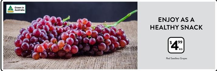 Red Seedless Grapes offers at $4.99 in Foodworks