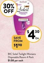 Bic - Soleil Twilight Womens Disposable Razors 4 Pack offers at $4.3 in Foodworks
