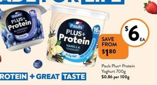 Pauls - Plus+ Protein Yoghurt 700g offers at $6 in Foodworks