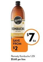Remedy - Kombucha 1.25l offers at $7 in Foodworks