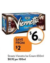 Streets - Vienetta Ice Cream 650ml offers at $6 in Foodworks
