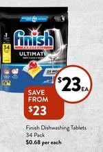 Finish - Dishwasher Tablets 34 pack offers at $23 in Foodworks