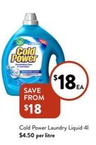 Cold Power - Laundry Liquid 4l offers at $18 in Foodworks