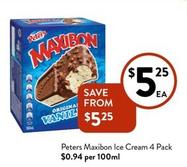Peters - Maxibon Ice Cream 4 Pack offers at $5.25 in Foodworks