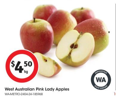 West Australian Pink Lady Apples offers at $4.5 in Coles
