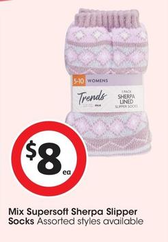 Mix Supersoft Sherpa Slipper Socks offers at $8 in Coles