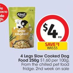 4 Legs - Slow Cooked Dog Food 250g offers at $4 in Coles