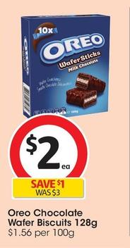 Oreo - Chocolate Wafer Biscuits 128g offers at $2 in Coles