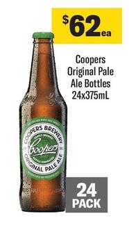 Coopers - Original Pale Ale Bottles 24x375ml offers at $62 in Coles