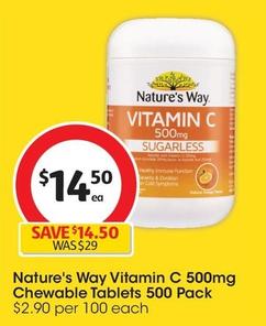 Nature's Way - Vitamin C 500mg Chewable Tablets 500 Pack offers at $15.51 in Coles