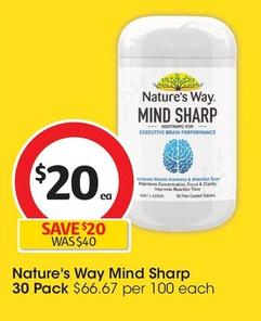 Nature's Way - Mind Sharp 30 Pack offers at $21.4 in Coles