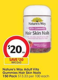 Nature's Way - Adult Vita Gummies Hair Skin Nails 150 Pack offers at $21.4 in Coles