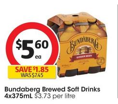 Bundaberg - Brewed Soft Drinks 4x375ml offers at $6 in Coles