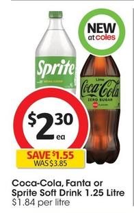 Coca Cola - Soft Drink 1.25 Litre offers at $2.45 in Coles