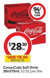 Coca Cola - Soft Drink 30x375ml offers at $30 in Coles